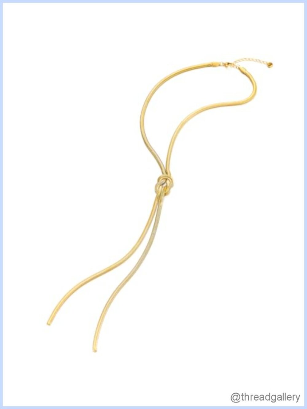 Gold Tone Knot Lariat Necklace Snake Chain Y Drop Adjustable Minimalist